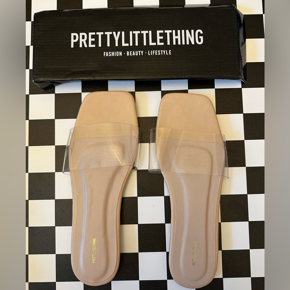 NEW PRETTY LITTLE THING NUDE CLEAR SANDALS SIZE 8 (UK 6) - Picture 2 of 10